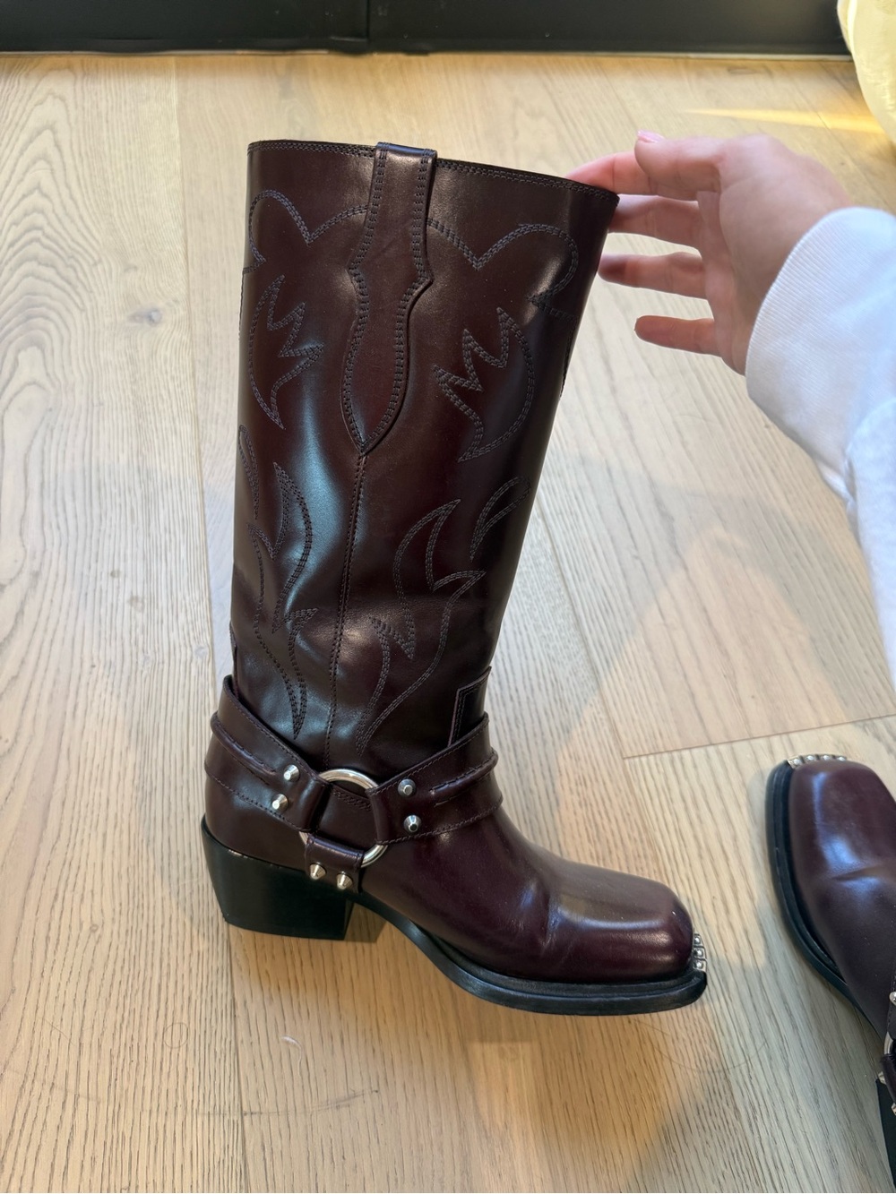 Sandro Brown Leather Combat Moto Boots - Picture 6 of 6